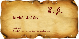 Markó Jolán névjegykártya